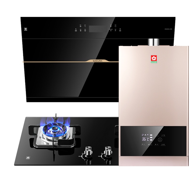 樱花(SAKURA)烟灶热三件套餐 22立方侧吸抽油烟机燃气灶具水气双调热水器 厨电套装JJC06+BBG09+A206