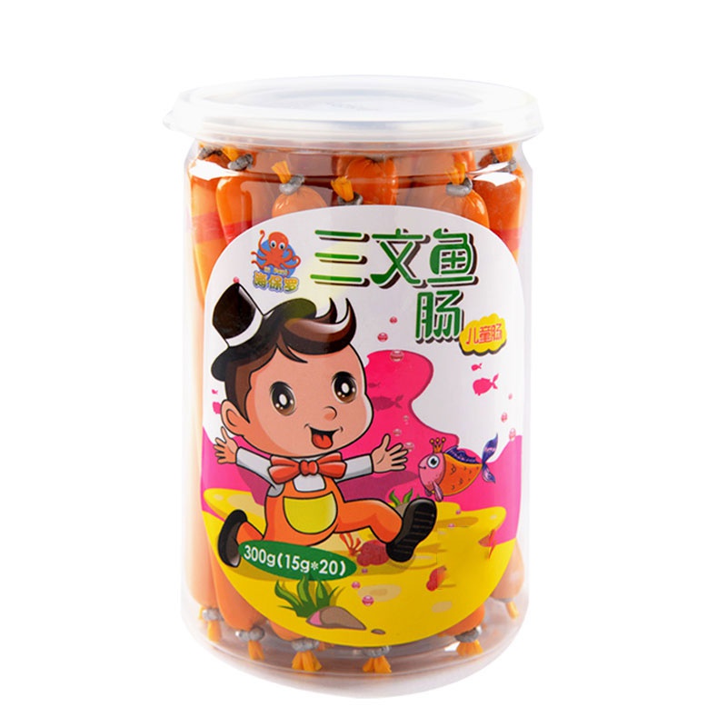 海保罗深海三文鱼 肉肠 儿童食品300g(15g*20支)桶装鱼肠 12个月以上