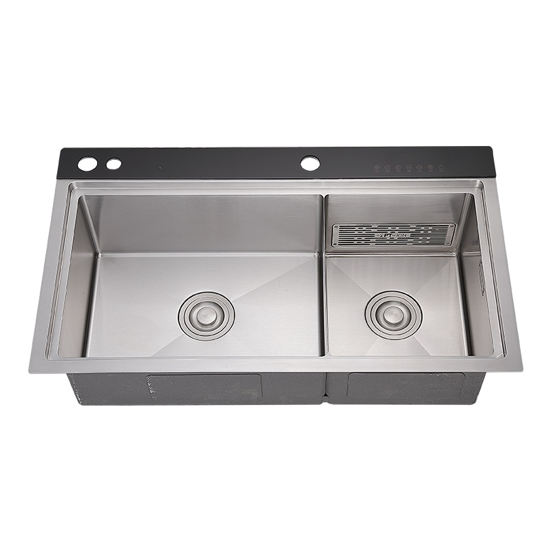 京旺莱超声波铂金离子水槽解毒机304不锈钢洗菜盆双槽去农残去泥沙降解有害物厨房手工洗菜池消毒机