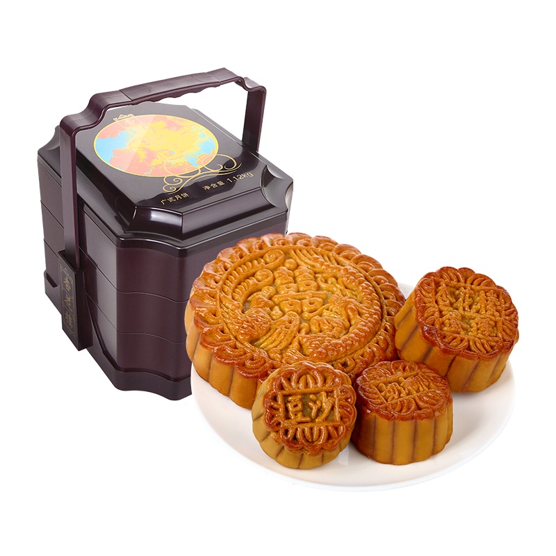 杏花楼花色提篮广式月饼礼盒装中秋送礼上海多口味大月饼莲蓉椰蓉1120g