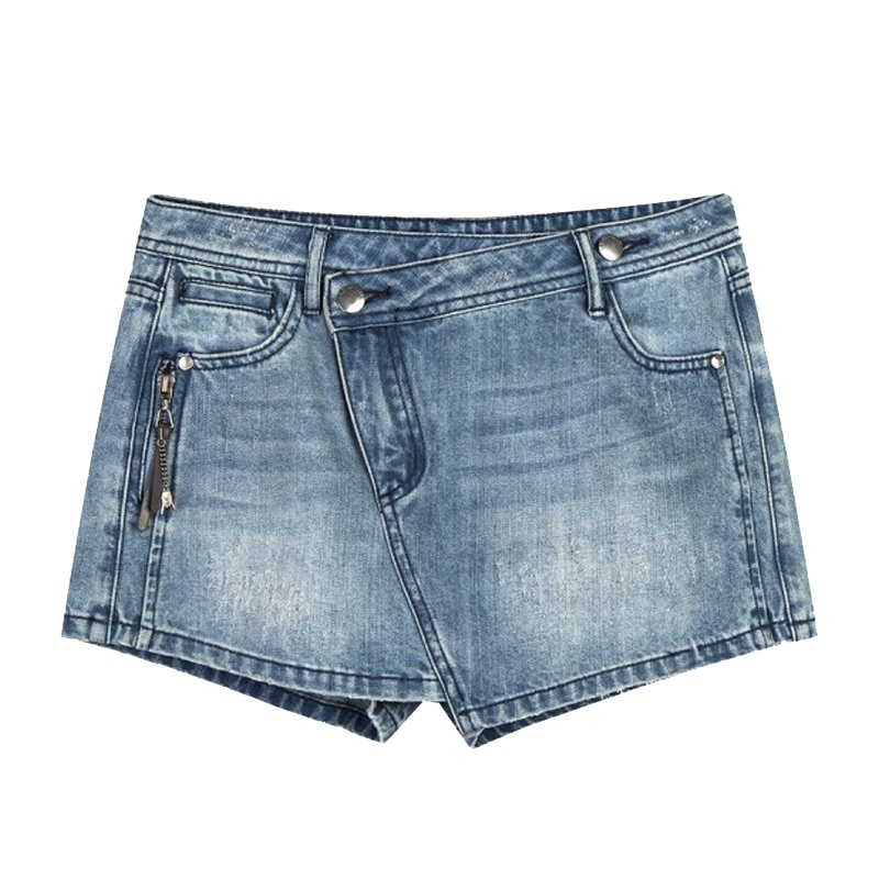 【专柜同款】拉夏贝尔夏新款韩版高腰修身直筒百搭休闲裤显瘦短牛仔裤10015998 牛仔蓝 S