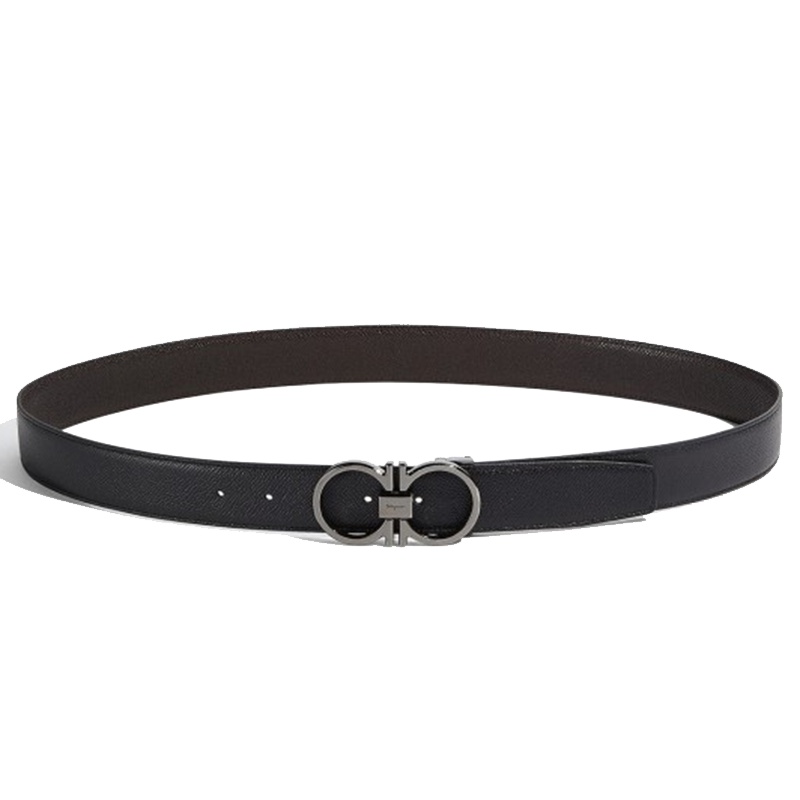 [直营]FERRAGAMO菲拉格慕GANCINI系列双面可用可调节经典马蹄扣男士牛皮皮带腰带679661