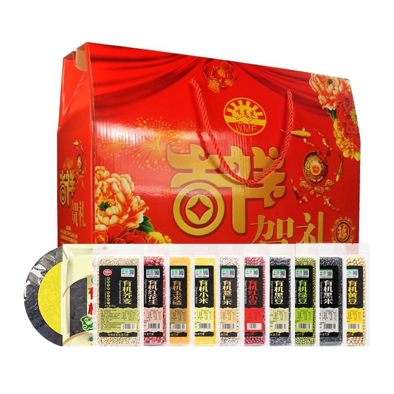 味美发 有机食品礼盒12种 3.94kg(有机杂粮10种有机海产品2种)年货礼盒公司福利企业团购礼包