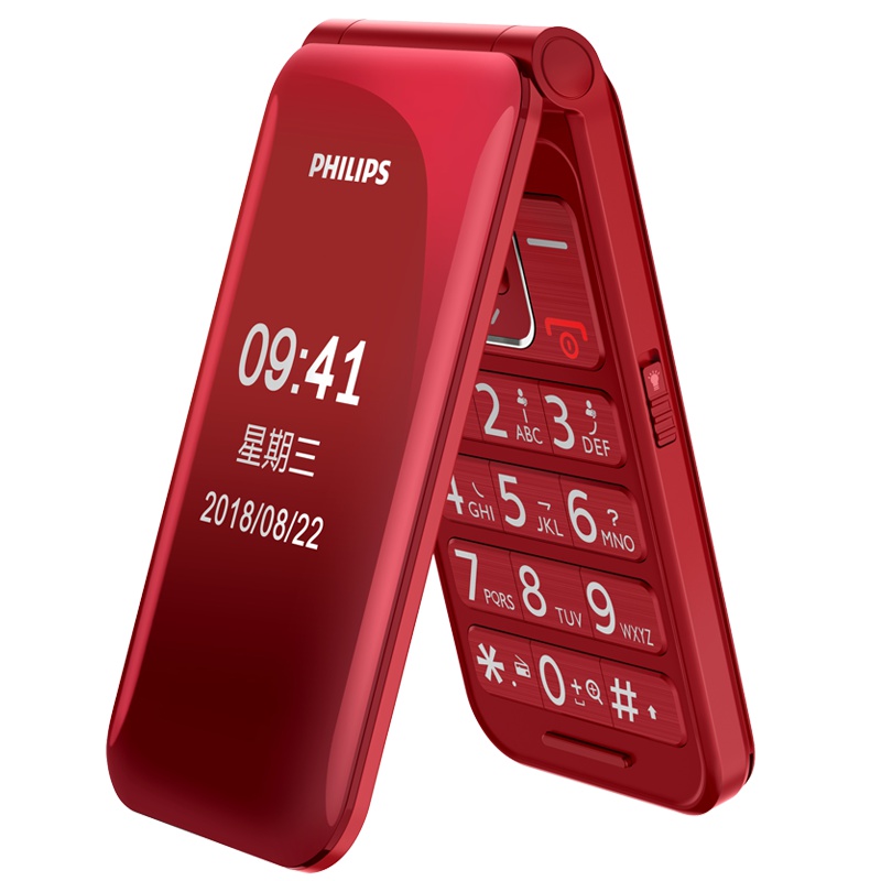 Philips/飞利浦 E218L 双屏翻盖老人手机超长待机大字大声大屏移动老年手机正品男女款备用学生按键老人机