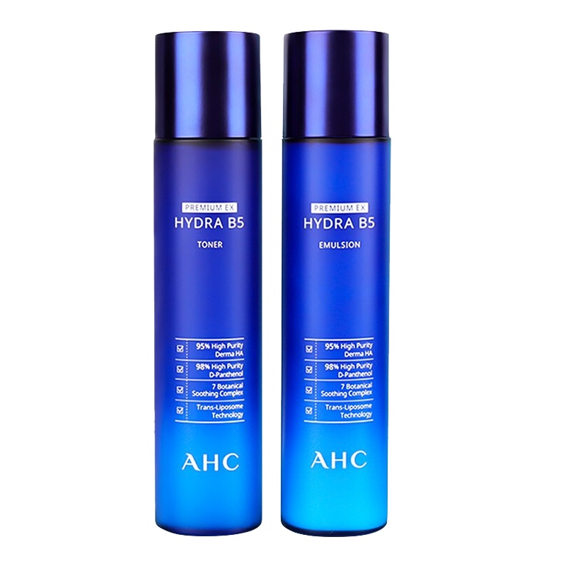 韩国进口AHC B5玻尿酸水乳面部护肤套装礼盒 爽肤水+乳液(120ml+120ml) 保湿补水 弹润紧致 新老包装随机