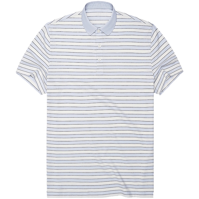 布先生新款纯棉男士短袖T恤 翻领条纹休闲上衣t恤 AT10480