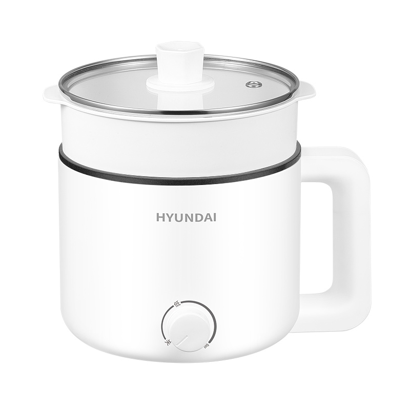 Hyundai电煮锅宿舍学生锅多功能电热火锅炒菜煮面一体小型电热锅[椰奶白 蒸笼款]
