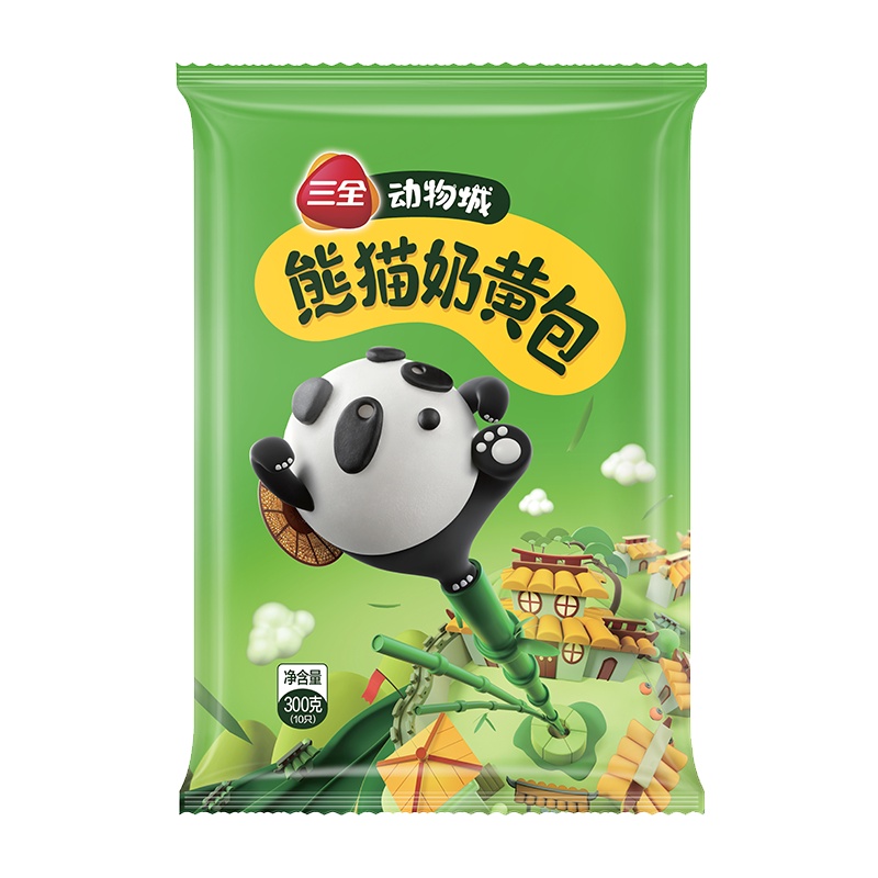 三全动物城熊猫奶黄包300g 趣味早餐 美味下午茶 方便快捷 卡通包 面点
