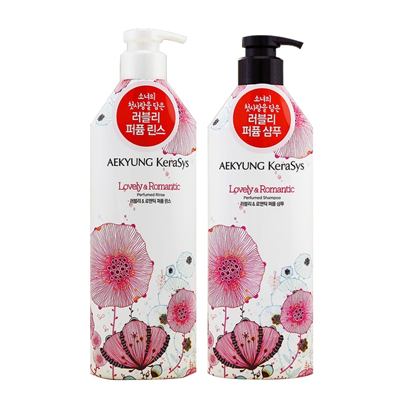 爱敬 科娜洗丝 韩国进口洗发护发套装 粉色香水系列(清爽控油 丰盈蓬松) 600ml*2瓶