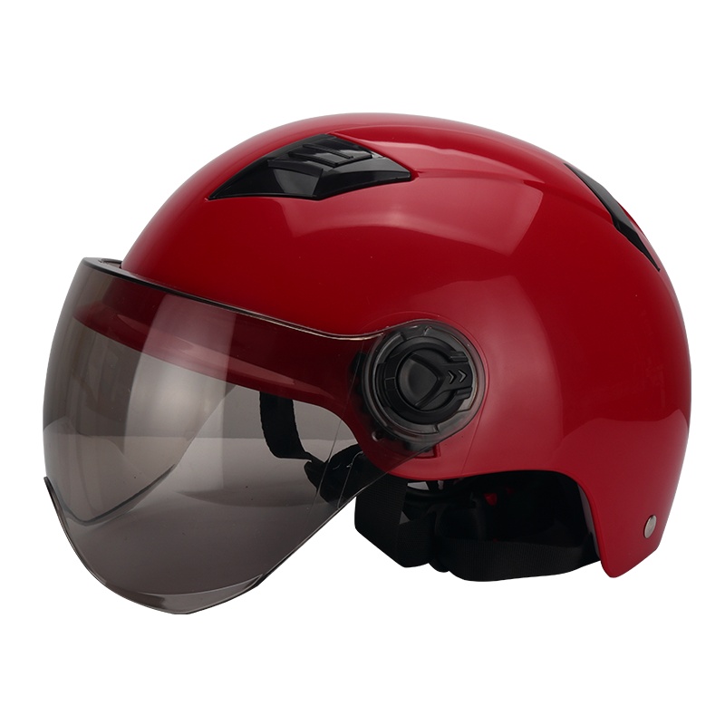 电动电瓶车头盔电动车安全帽男女士款半盔夏季防晒四季通用安全盔帽红色