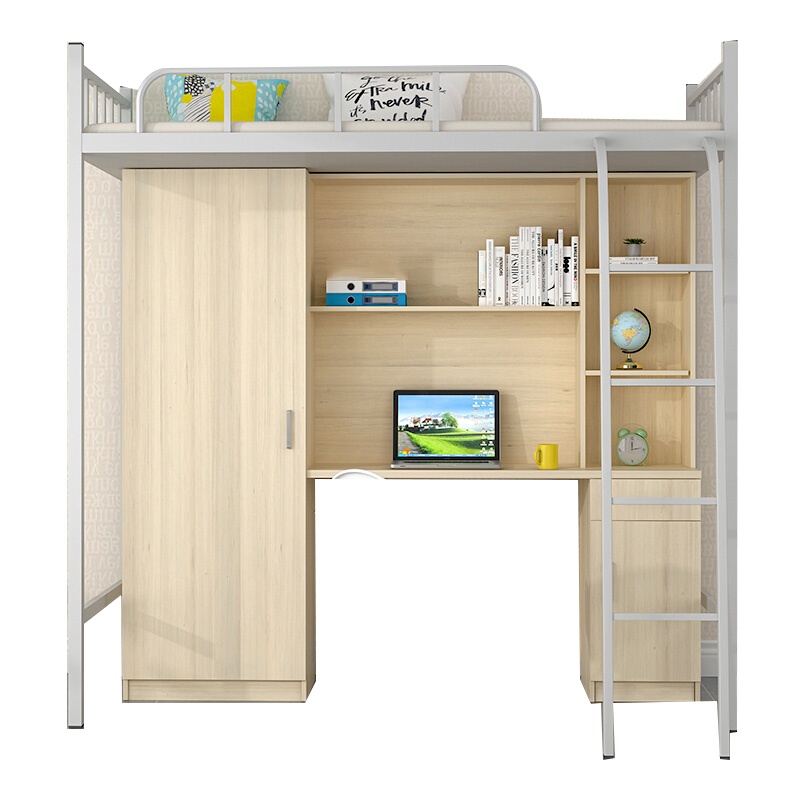 欧宝美公寓床铁床单人组合床学生宿舍床上下床高低床含衣柜书桌