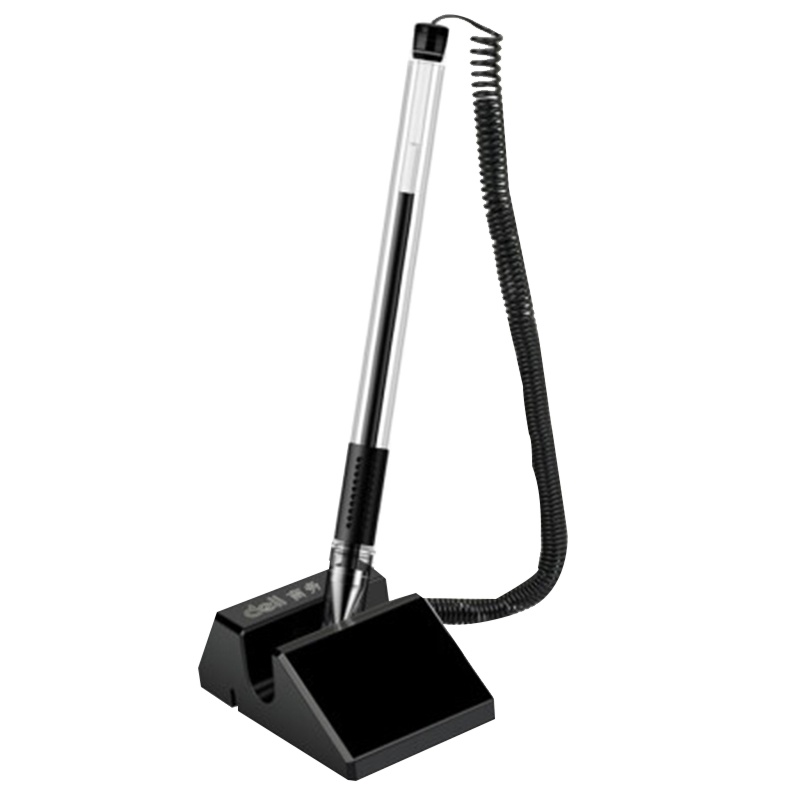 得力 DLSX-6791 0.5mm旋转台笔柜台桌面专用 可粘贴台式中性笔单支