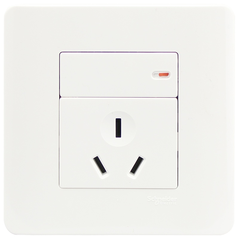 施耐德电气（Schneider Electric） 一位带开关 一开三孔 墙壁电源 插座面板 10A 轻点 白