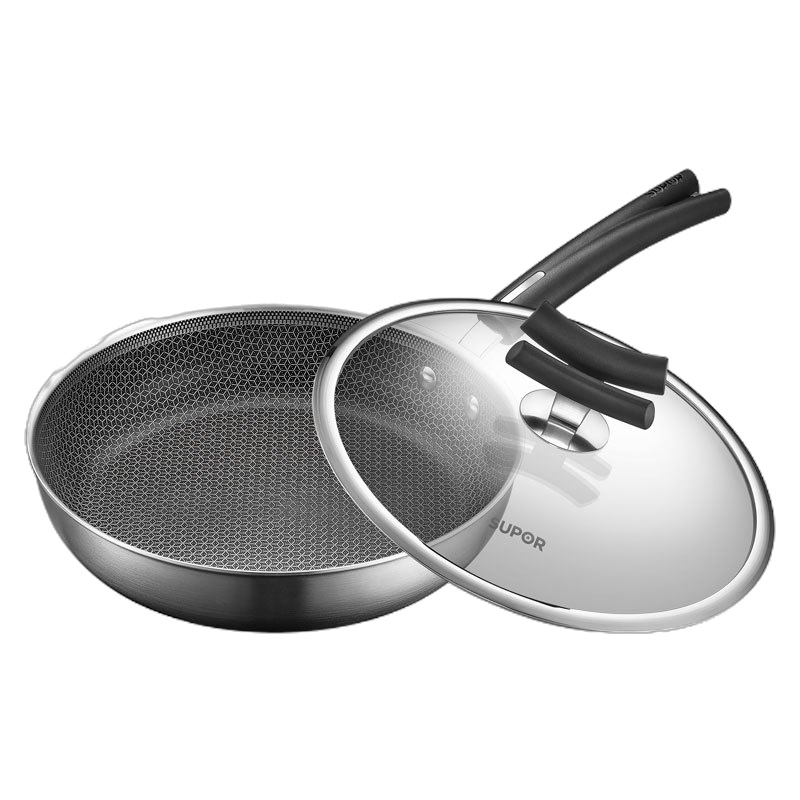 苏泊尔(SUPOR)X晶盾煎炒锅不锈钢防粘平底锅煎锅燃气电磁炉通用CJ26JB1