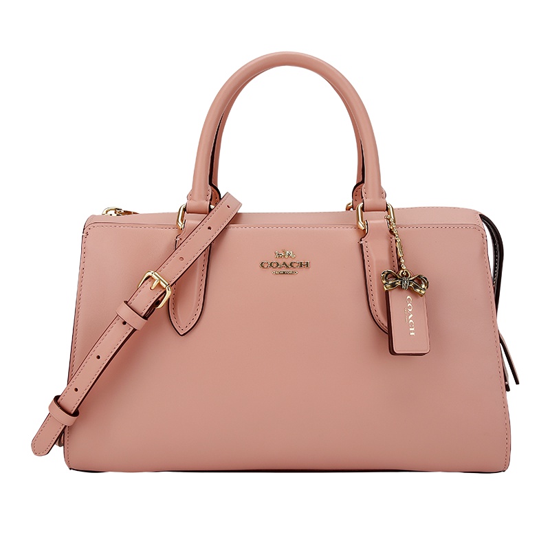 COACH 蔻驰 奢侈品 女士专柜款粉色皮革手提单肩斜挎两用包 39290 GD/PY