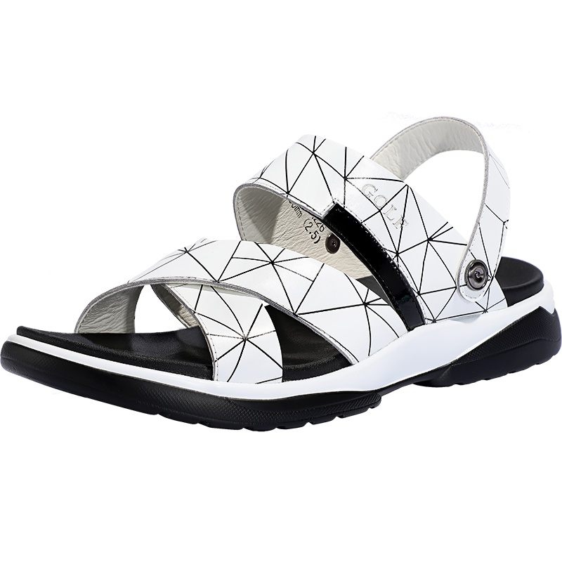 GOLF男鞋凉鞋2018夏季新款两用防滑凉拖时尚透气真皮休闲沙滩鞋潮