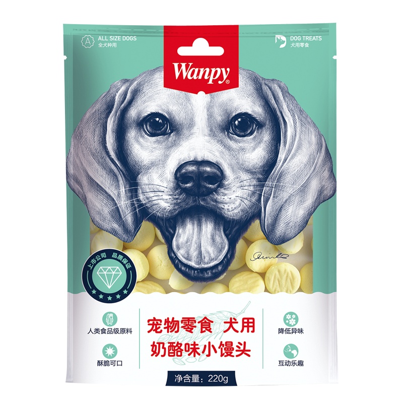 顽皮Wanpy宠物零食犬用奶酪味小馒头220g