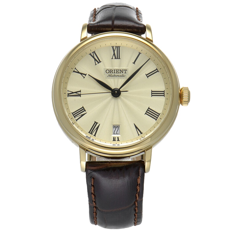 东方双狮(ORIENT)手表女全自动机械女表正品防水皮表带时尚女士腕表送女朋友送老婆 优雅金FER2K003C0