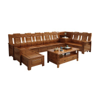 月影梳桐香樟木实木沙发组合多功能储物客厅家具新中式仿古雕花冷热沙发