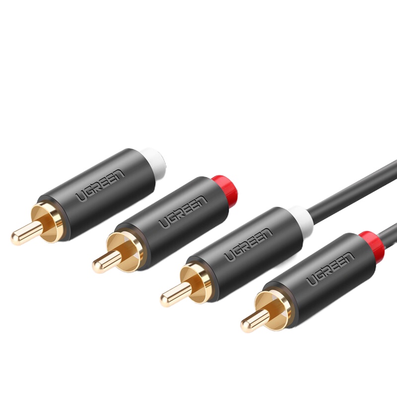 绿联(UGREEN)10518 双莲花头音频线2RCA公对公 二对二红白AV音频信号线 功放线 2米 (单位:对)