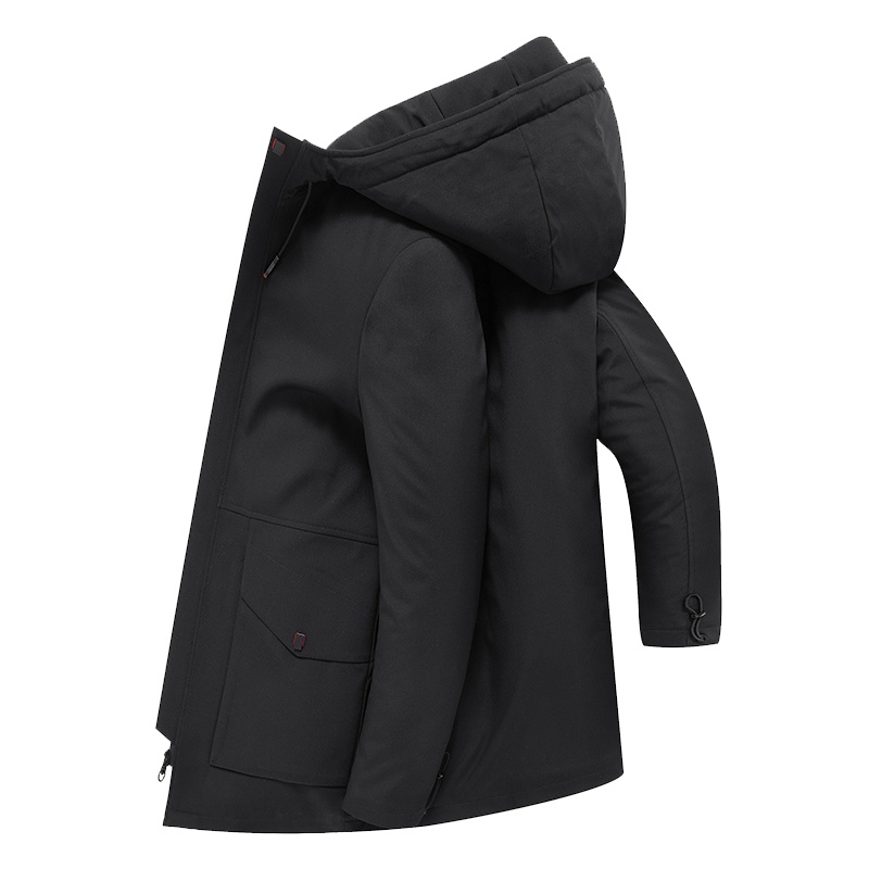 雅鹿男装中长款休闲连帽防风青年外套男士加厚夹克18080682H