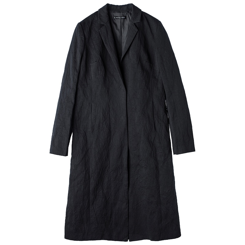 sdeer圣迪奥2018秋冬女装复古闪银纯黑绣花长款风衣外套S17381831