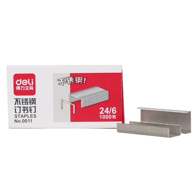 得力 不锈钢订书钉 通用订书针 24/6订书针 加厚加大厚层订书针 10盒装 0011 jm