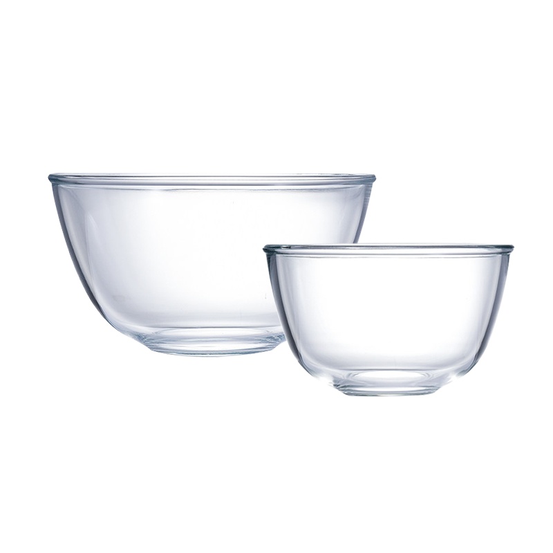 scybe喜碧 24.5cm大号+17cm小号玻璃碗家用加厚大水果碗沙拉碗泡面汤碗色拉碗 两只装