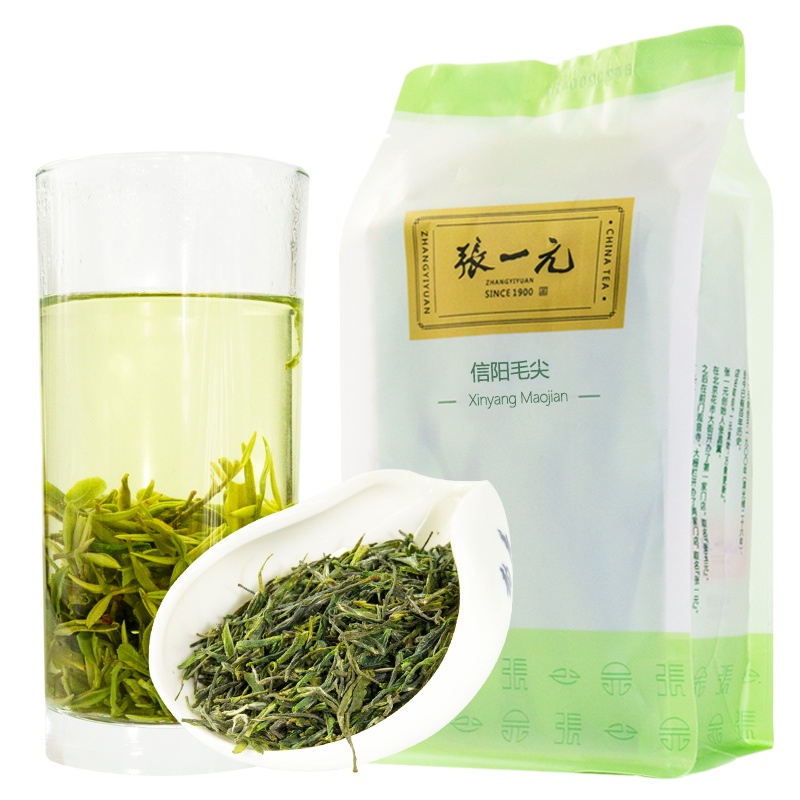 张一元茶叶 经典系列信阳毛尖袋装茶80g(20包) 草绿色