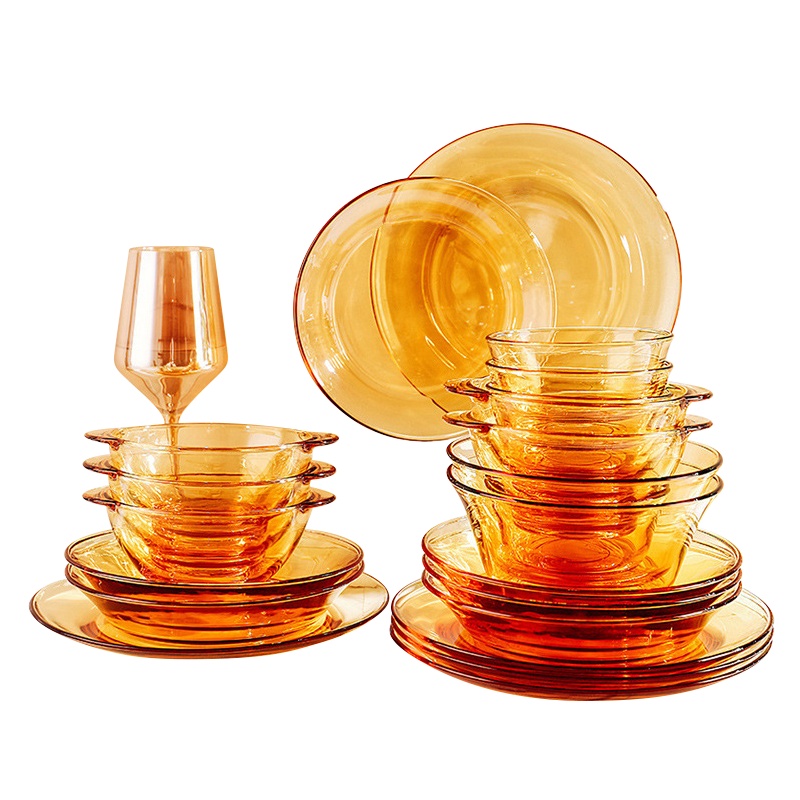 是尚 琥珀玻璃碗碟套装