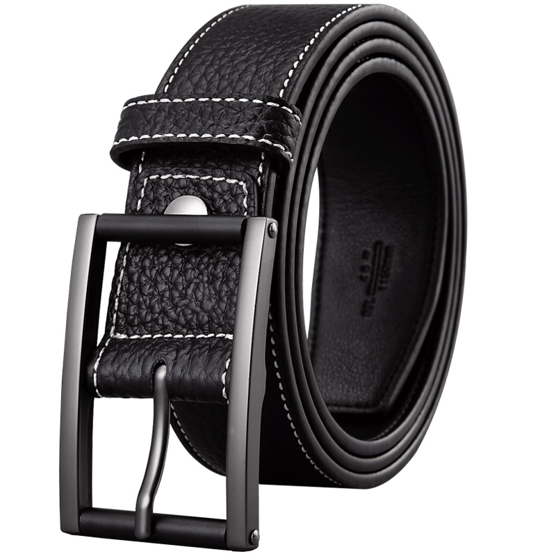 高尔夫GOLF男士真皮针扣皮带荔枝纹头层牛皮腰带礼盒装休闲复古腰带柔软耐磨