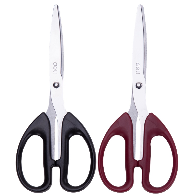 得力(deli)6011 195mm办公剪刀 3把 办公剪纸手工不锈钢剪子学生文具家用颜色随机