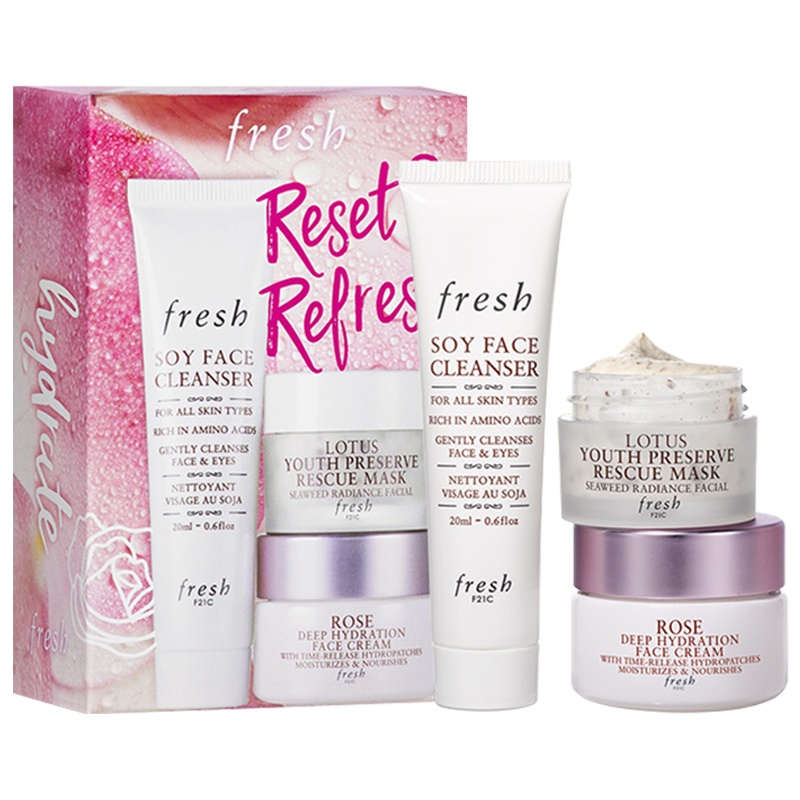 馥蕾诗明星单品随行礼盒(大豆洁面凝露20ml+玫瑰面霜15ml+睡莲面膜15ml)