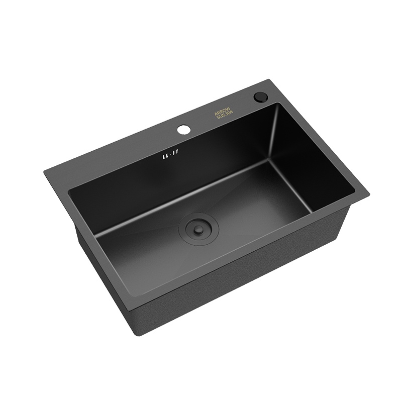 箭牌(ARROW) 304不锈钢厨房水槽单槽套餐 一体成型加厚拉丝 洗菜盆洗碗池