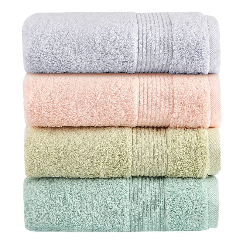 台湾巧思毛巾家纺 瞬间吸水 纯色纯棉洗脸干发加厚面巾柔软顺爽 115g/条 4条装70*34cm 蓝绿粉灰