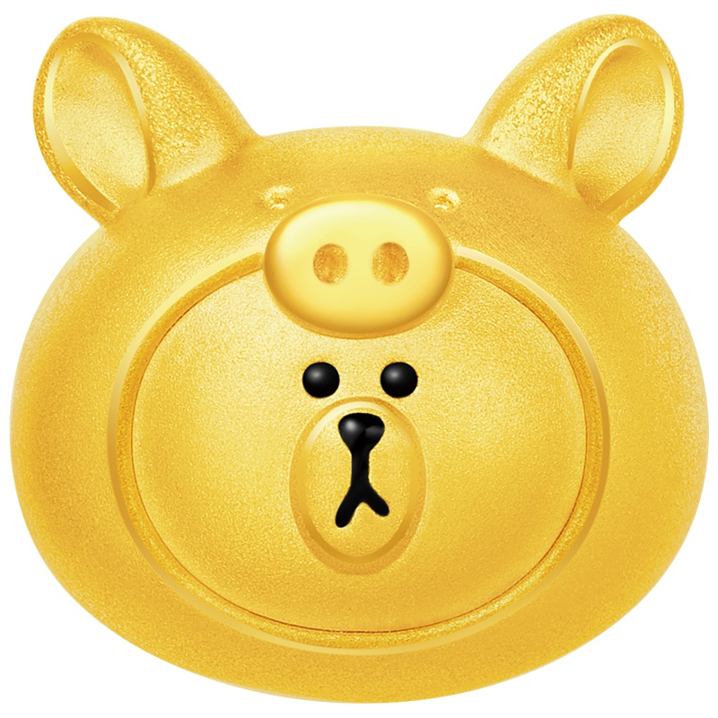 周大福LINE FRIENDS猪猪布朗熊路路通足金黄金吊坠R22777