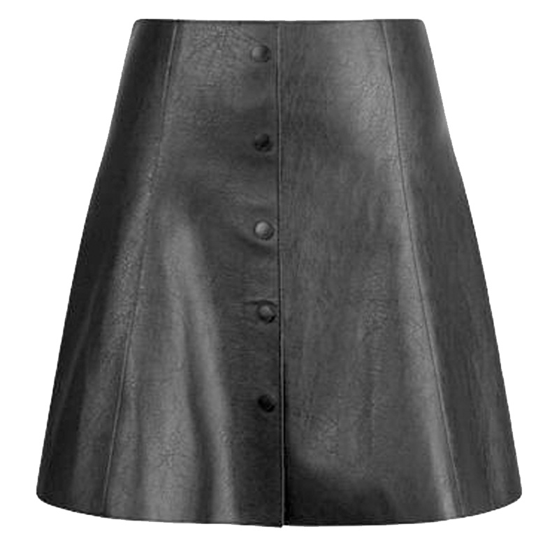 【专柜同款】拉·贝缇韩版百搭高腰显瘦短款a字小皮裙修身纯色半身裙女60007229