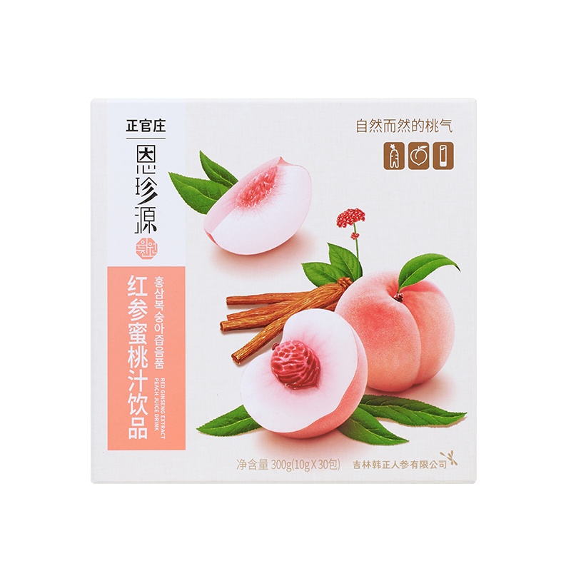 正官庄恩珍源 红参蜜桃汁饮品300g(10g/包*30包) 32%以色列水蜜桃汁+0.7%清净长白山红参 纯净清甜自然香