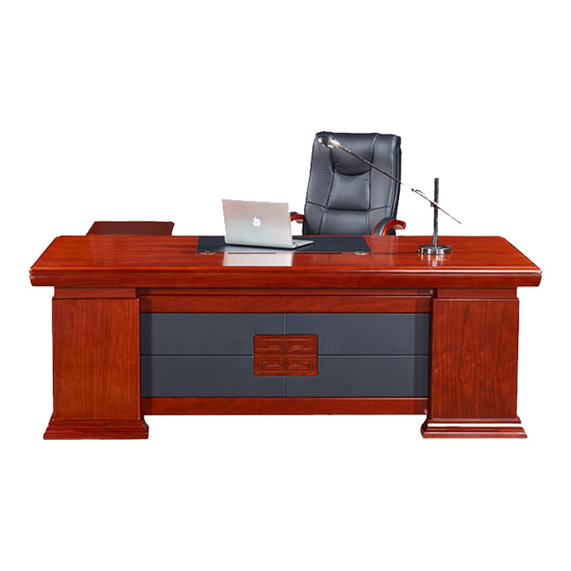 [理政]油漆办公桌 老板桌 办公家具 实木贴皮 油漆大班台 2.4米办公桌
