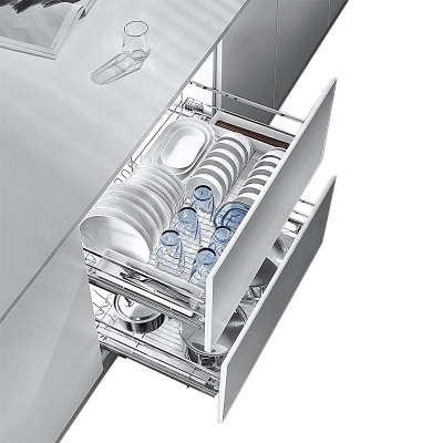 higold/悍高 拉篮 黑袥系列橱柜双层拉篮 304不锈钢扁钢拉篮 抽屉式