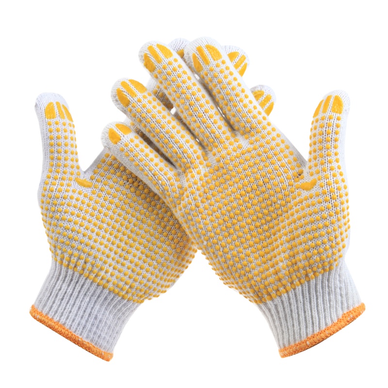 康宝 手套 防滑点胶手套 加厚耐磨 蓝色/黄色 5双装