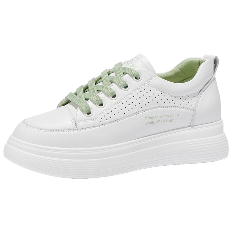 森马小白鞋2020新款女鞋透气夏季内增高镂空百搭厚底皮面休闲板鞋