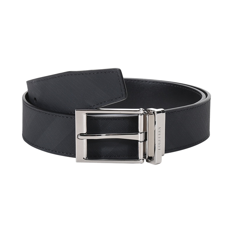 博柏利 BURBERRY 男士 热塑性聚氨酯/织物London格纹针扣式双面皮带腰带80401891