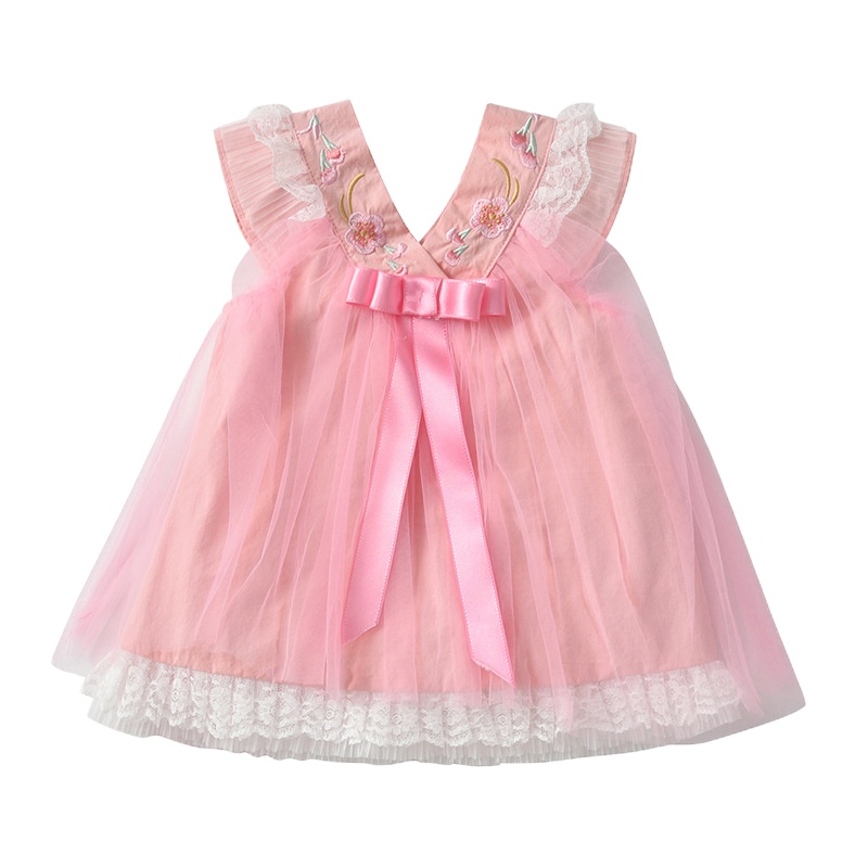 罗町 童装2021夏款儿童女公主童装裙蓬蓬纱裙子夏轻纱夏季小童纯棉女宝宝连衣裙