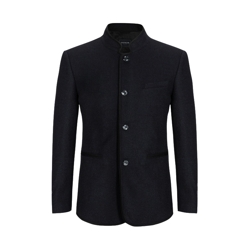 Youngor/雅戈尔秋冬新品男士商务休闲含羊毛藏青修身茄克外套038FQY