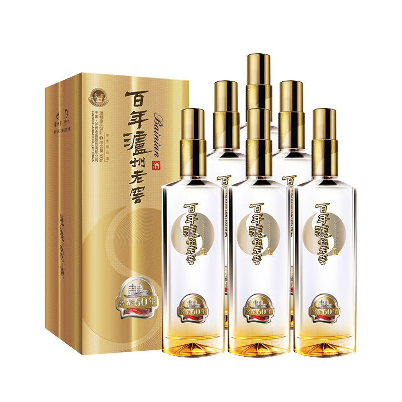 泸州老窖 窖龄60年 52度 500ml*6瓶 整箱装 浓香型 白酒 苏宁自营