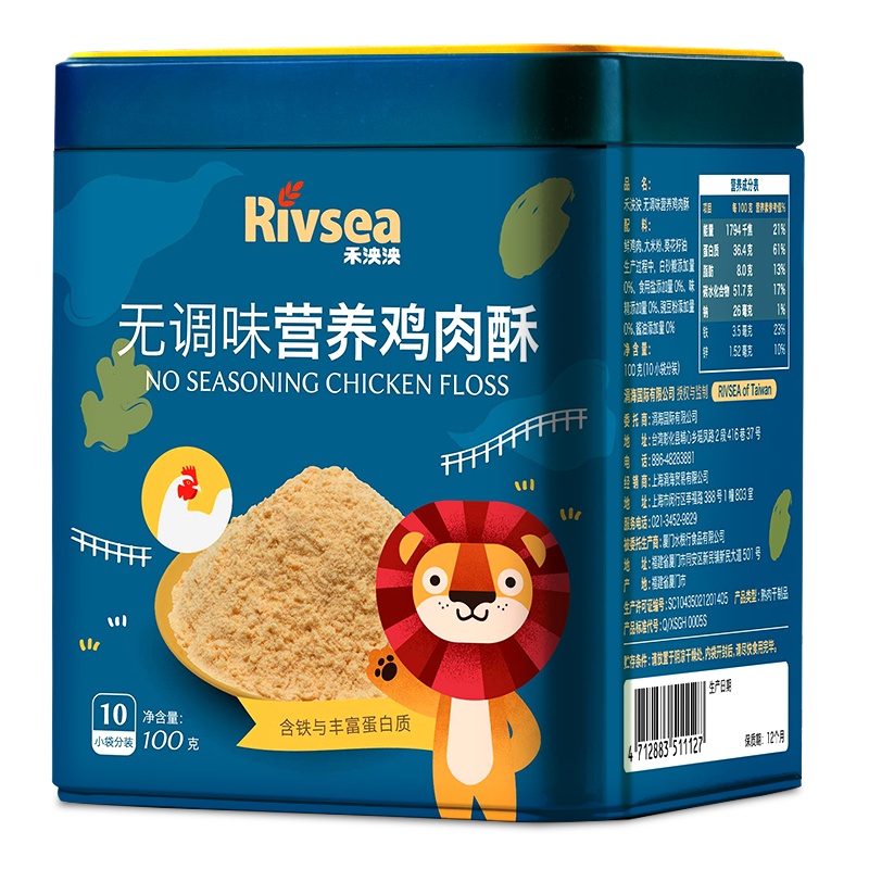 禾泱泱(Rivsea)无调味营养鸡肉酥含铁锌无添加食用盐与白砂糖100g 罐装 肉松