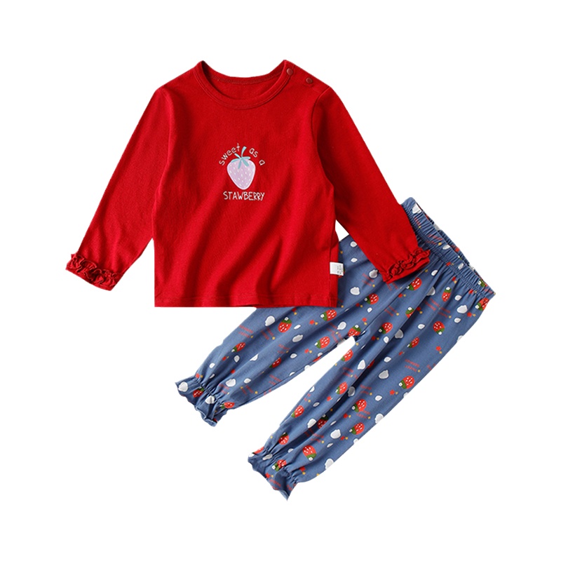 猫人儿童睡衣套装女童长袖家居服宝宝纯棉长裤秋装婴儿全棉衣服