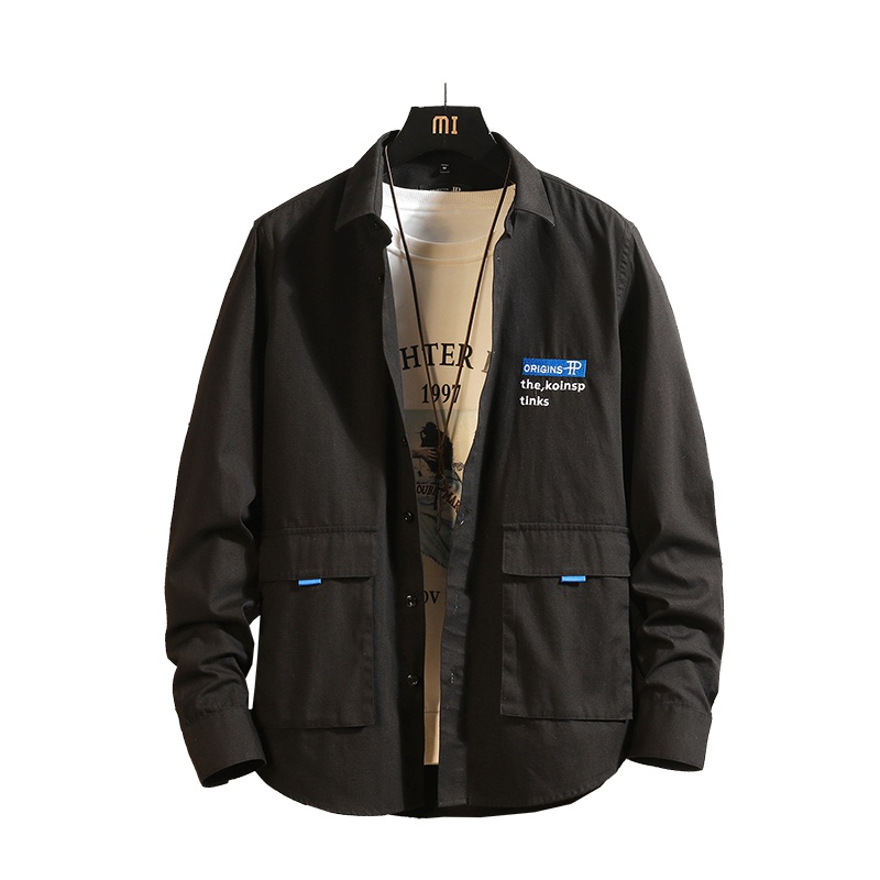 蓝旗(BLUEG)秋季日系男衬衫长袖宽松休闲帅气ins外套