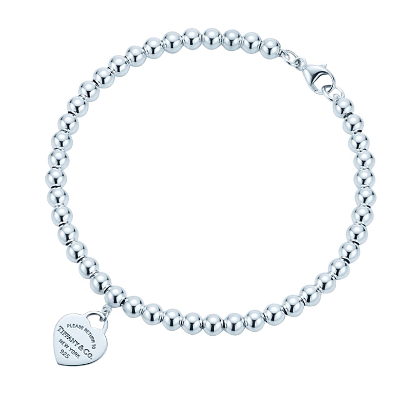 蒂芙尼 Tiffany & Co. RETURN TO TIFFANY系列迷你心形吊坠银饰珠珠手链23984024